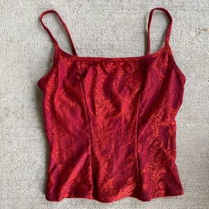 Vintage 90s moda international lace boho paisley tank top corset style tank